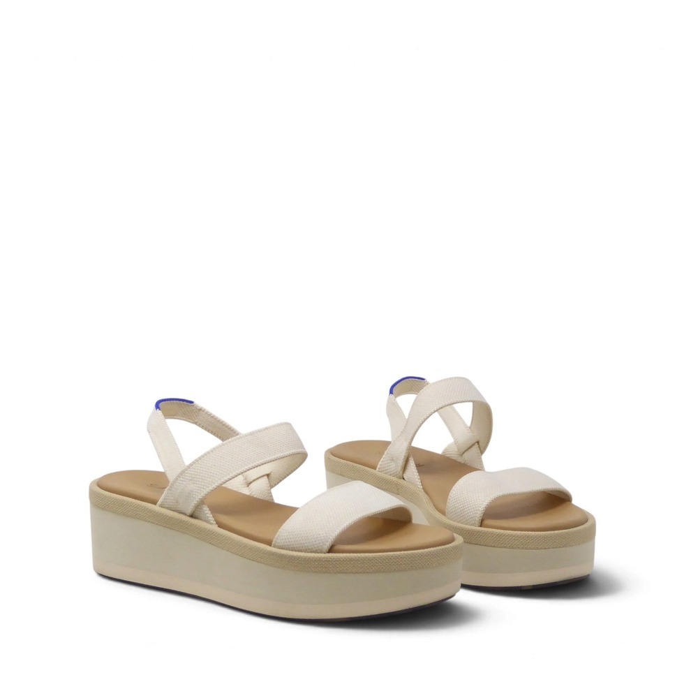 NEW Rothy's Lightweight Wedge Platform Sandal Ivory Double Strap Slingback 7.5